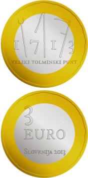 300e herdenkingsdag boerenopstand Tolmin 3 euro cuni  Slovenië 2013 BU